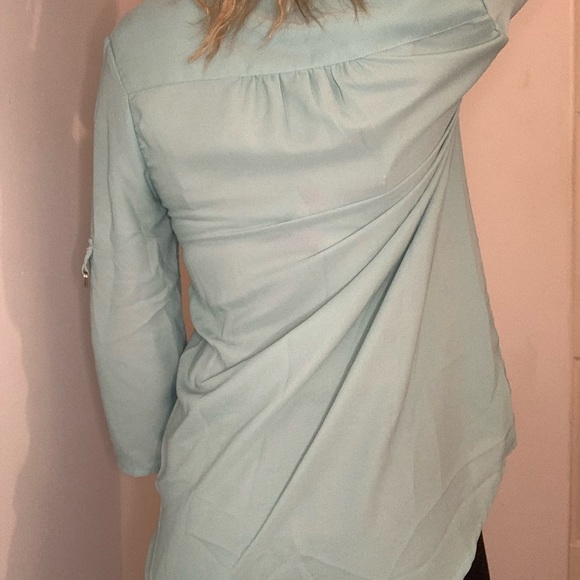 ARDENES - Three Quarter Length Sleeve Teal Blouse - Picture 2 of 2